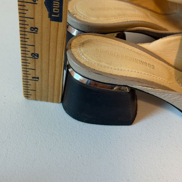 Nicholas Kirkwood Beya Mule Size 37 EU - Neutral Beige Leather Pointed Toe Slide - Picture 8 of 12